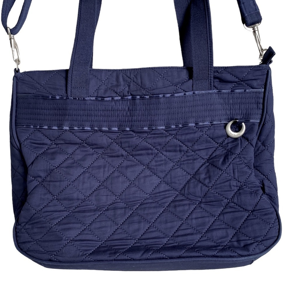 TRAVELON Anti-Theft RFID-Blocking Quilted Shoulder Tote Bag, Navy Blue - Picture 6 of 16